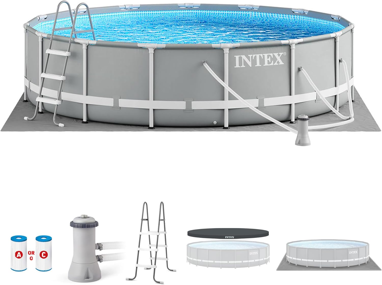 Frame Premium Above Ground Swimming Pool Set: 10ft x 30in – Includes 330 GPH Cartridge Filter Pump – SuperTough Puncture Resistant – Rust Resistant – 1185 Gallon Capacity