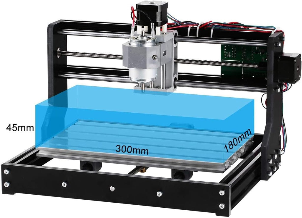 Router Kit GRBL Control 3 Axis Plastic Acrylic PCB PVC Wood Carving Milling Engraving Machine, XYZ Working Area 300x180x45mm