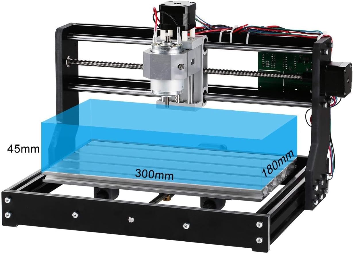 Router Kit GRBL Control 3 Axis Plastic Acrylic PCB PVC Wood Carving Milling Engraving Machine, XYZ Working Area 300x180x45mm