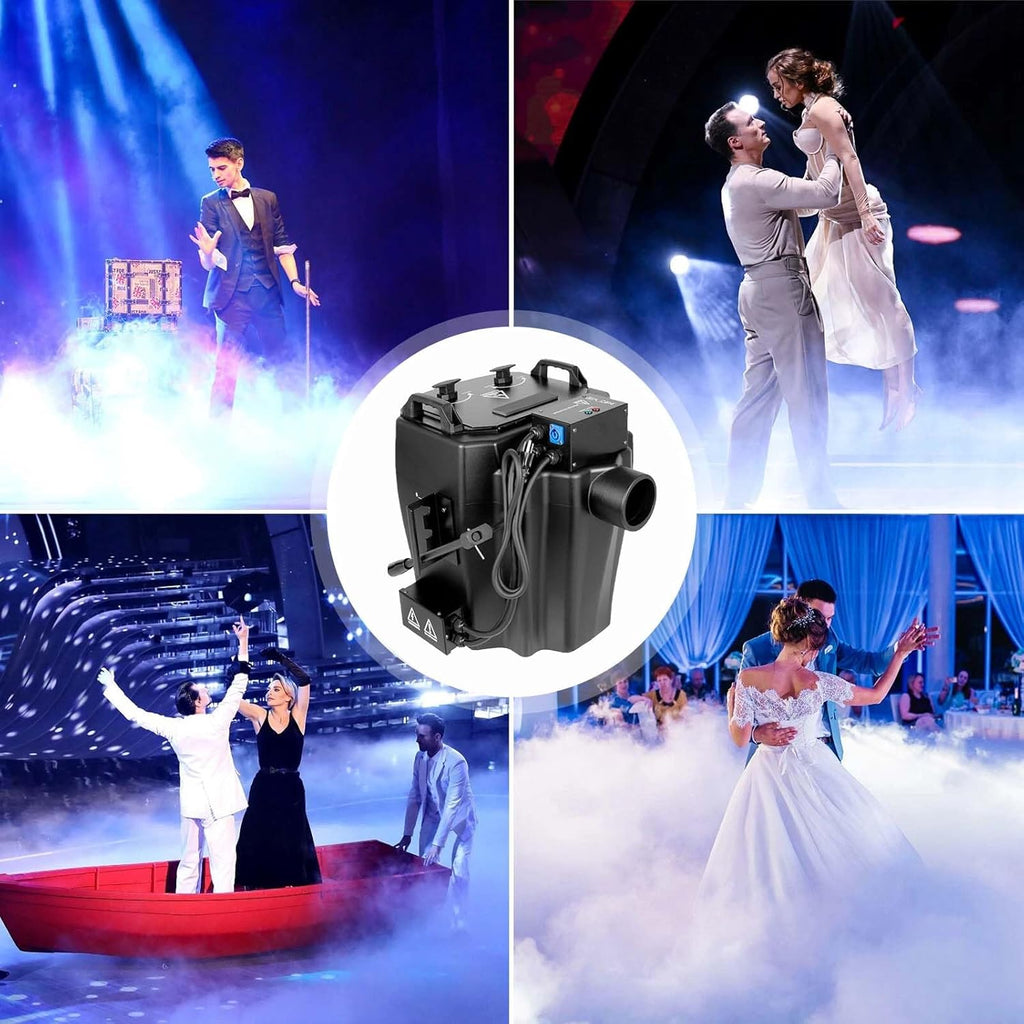 Dry Ice Fog Machine with Tube Nozzle Professional Low Lying Fog Machine High Density Smoke Machine for Wedding Party Stage DJ Indoor Outdoor Event