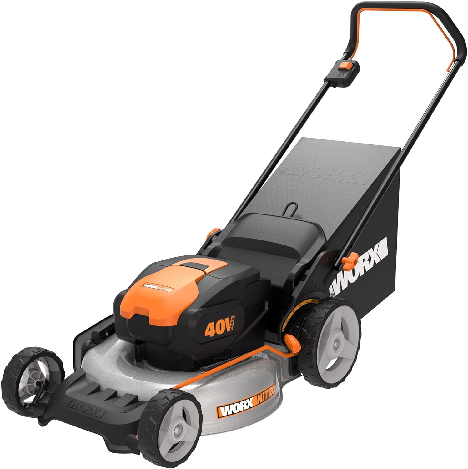 40V Power Share 20” Push Lawn Mower with Two 4.0Ah High-Capacity Batteries, Black and Orange