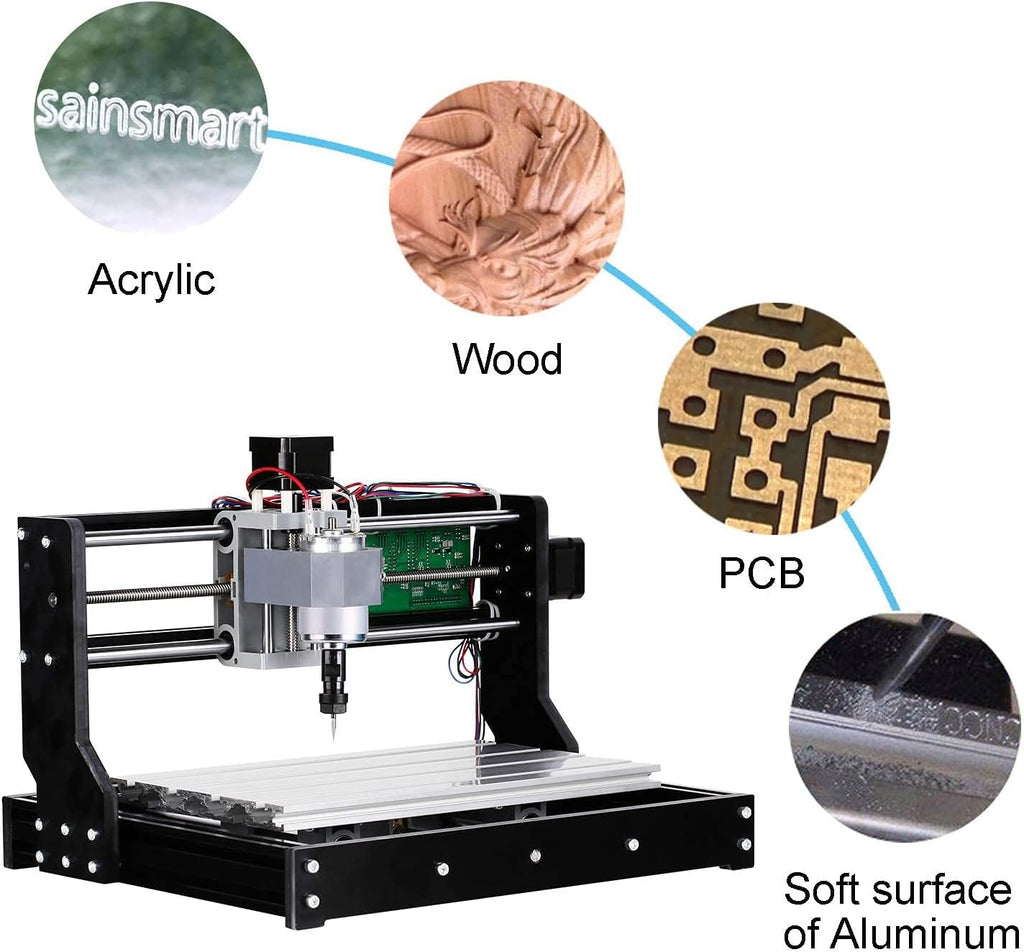 Router Kit GRBL Control 3 Axis Plastic Acrylic PCB PVC Wood Carving Milling Engraving Machine, XYZ Working Area 300x180x45mm