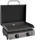 Tabletop Griddle with Stainless Steel Front Plate and Hood - 22", Black