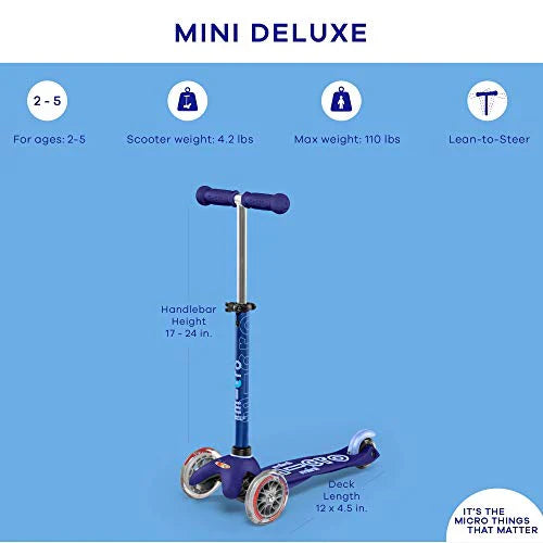 Micro Mini Deluxe 3-Wheeled, Lean-to-Steer, Swiss-Designed Micro Scooter for Kids