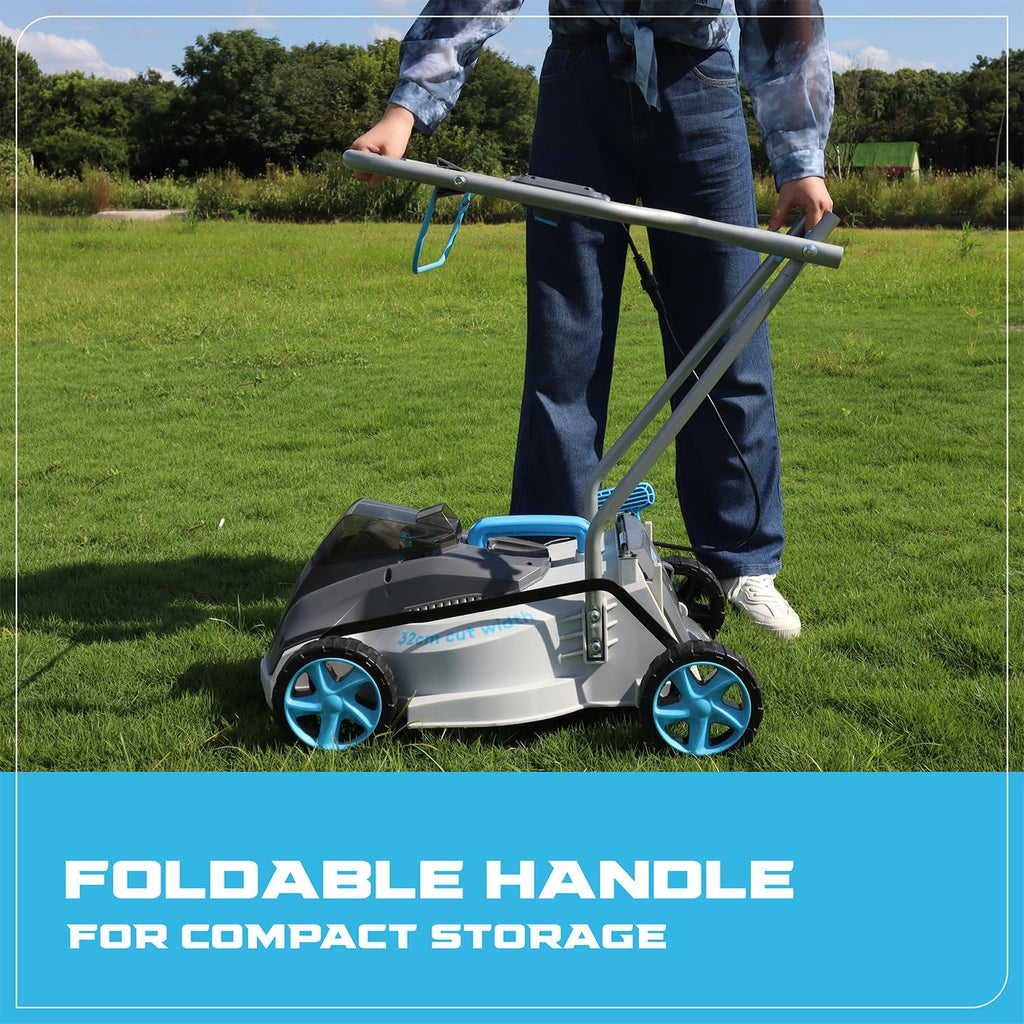 Cordless Lawn Mower, 15-in Lawn Mowers Lightweight, 40V Lithium-ion Lawnmower w/Brushless Motor, 5 Cutting Heights Adjustable -Low Noise 2 in 1 Push Mower
