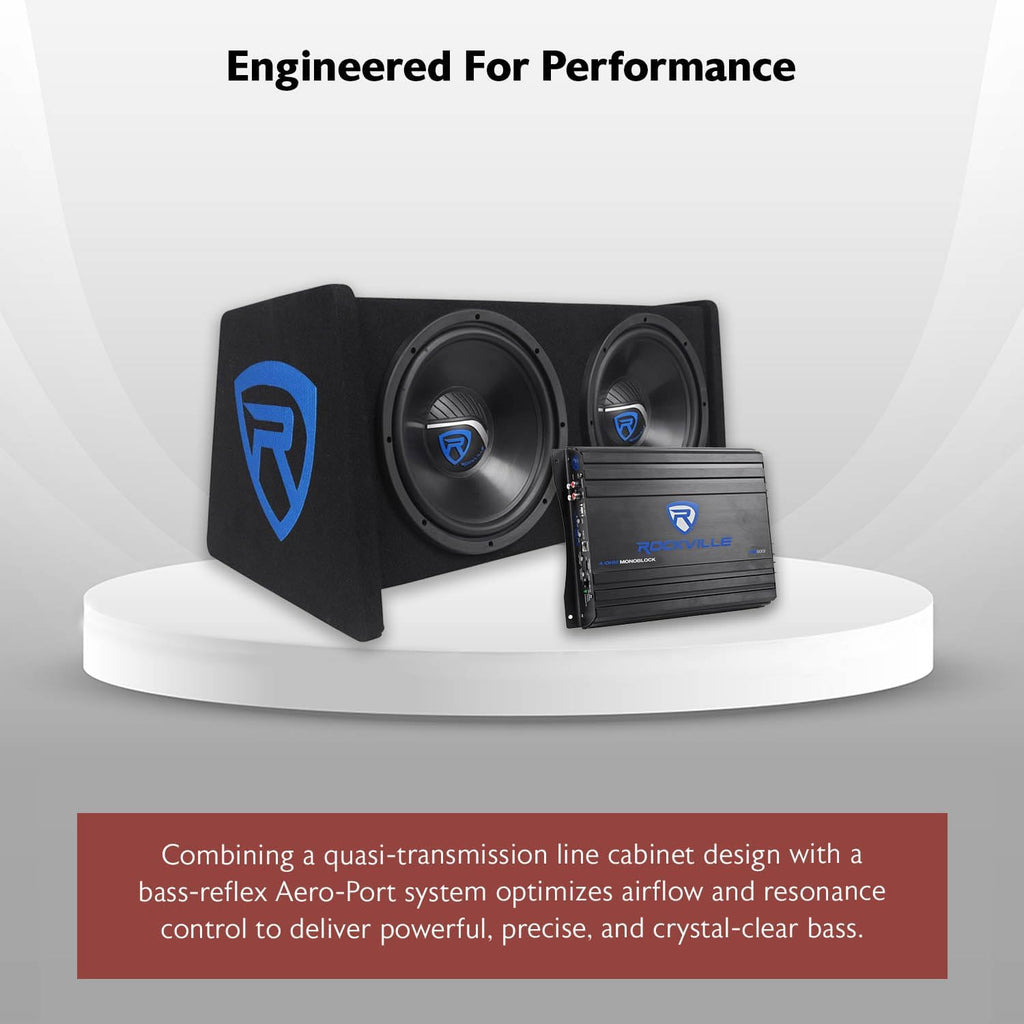 1200W Dual 12" Car Subwoofer Enclosure, Mono Amplifier, Amp Kit, Deep Bass, Durable Build, Easy Install, Perfect for Car Audio Enthusiasts