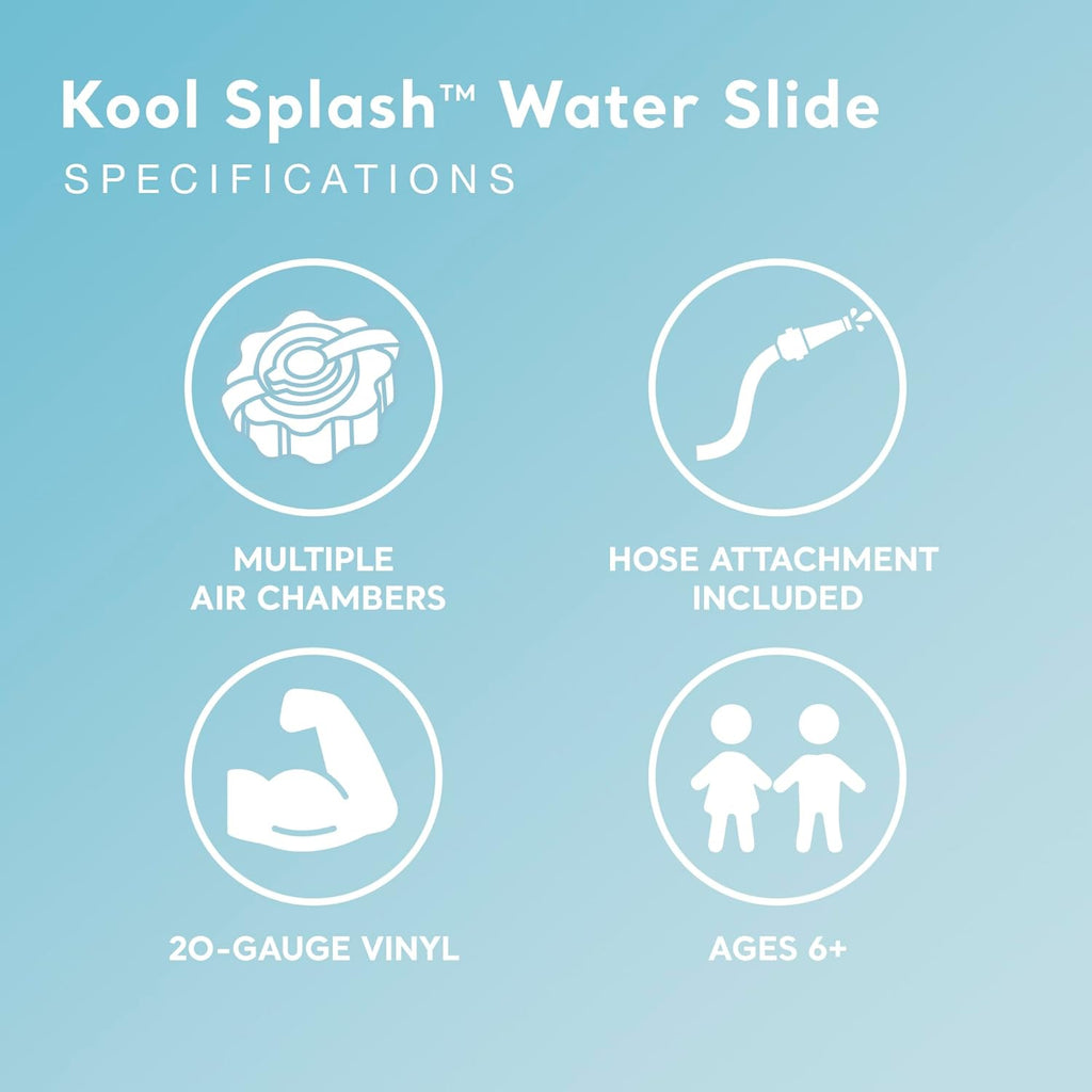 Splash Inflatable Water Slide Swimming Pool Play Center with Built in Sprayers for Kids and Adults, Ages 6 and Up, Blue