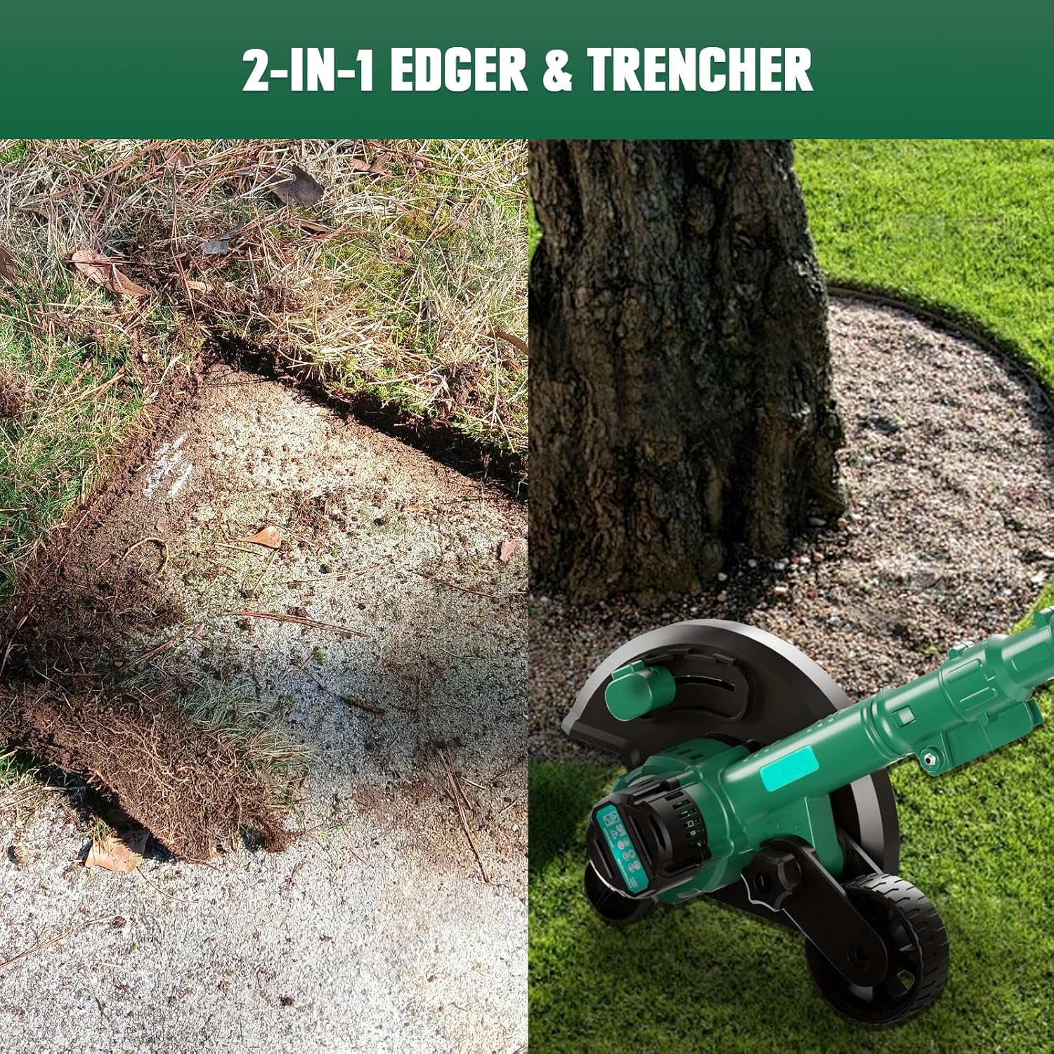 Cordless Lawn Edger Compatible with Makita 18V Battery(Tool Only), 2 in 1 Grass Edger & Trencher for Landscaping, Lawns and Sidewalk