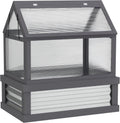 Raised Garden Bed with Polycarbonate Greenhouse, Wooden Cold Frame Greenhouse, Garden Flower Planter Protection, Peak Roof, 35.5" x 22.5" x 38.25", Gray