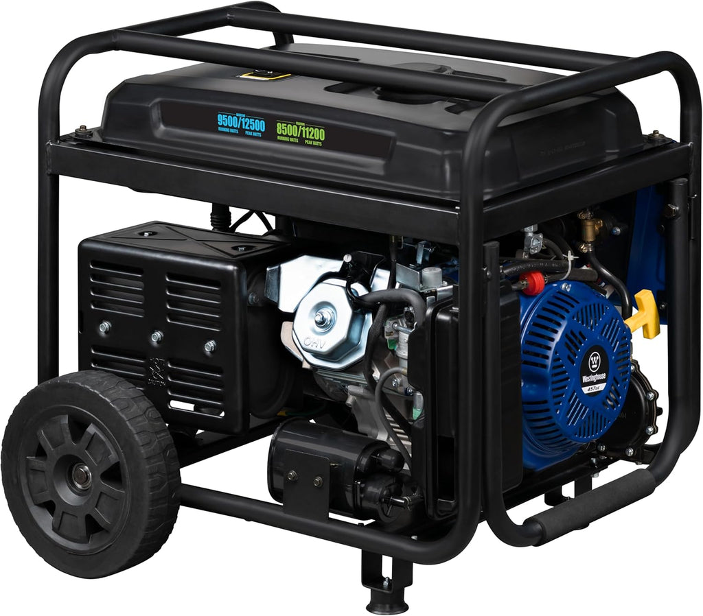 Dual Fuel Home Backup Portable Generator, 12500 Peak Watts & 9500 Rated Watts, Remote Electric Start, Transfer Switch Ready, Gas and Propane Powered, CARB Compliant