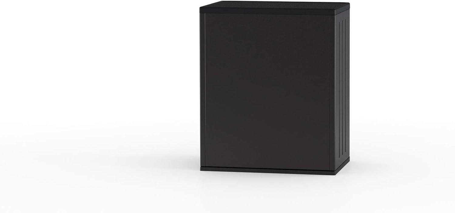 Suncast Commercial Heavy-Duty 9 Cubic Ft. Resin Storage Cabinet with Lockable Handles, Adjustable Metal-Reinforced Shelves for Garage or Workspace, Black, Made in The USA