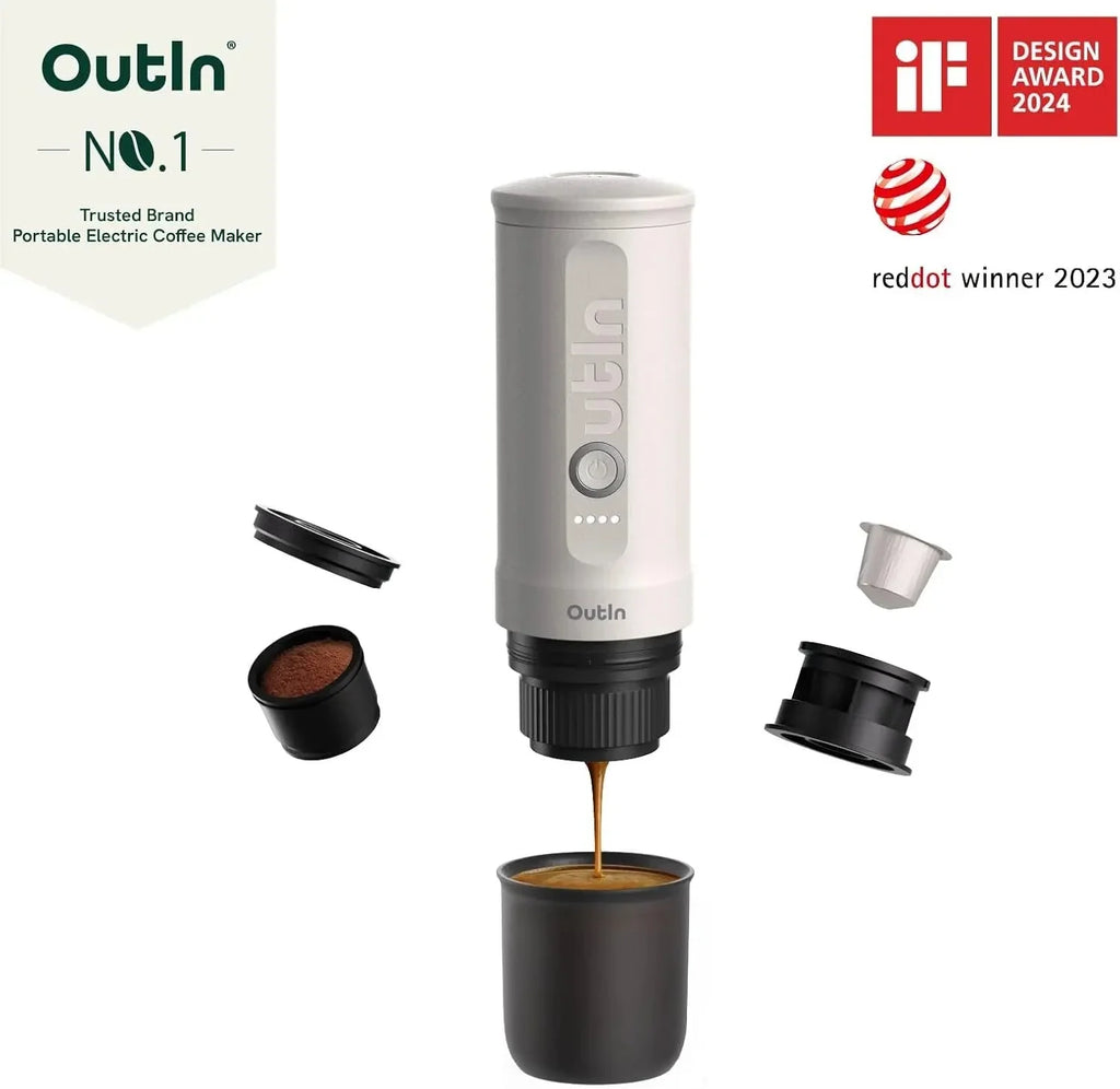 Nano Portable Electric Espresso Machine, Travel Coffee Maker for Camping, Car Coffee Maker Self-Heating with USB-C, With Ground Coffee & NS Capsule for RV, Hiking, Office