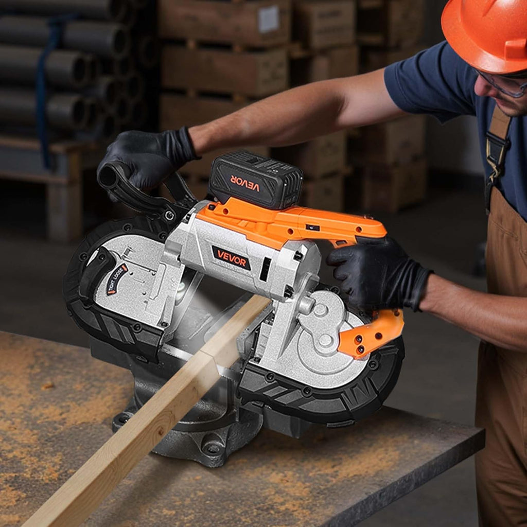 Portable Band Saw, 110V Removable Alloy Steel Base Corded Band Saw, 5 Inch Cutting Capacity Hand held Band Saw,Variable Speed Portable Bandsaw, 10Amp Motor Deep Cut Band Saw for Metal Wood