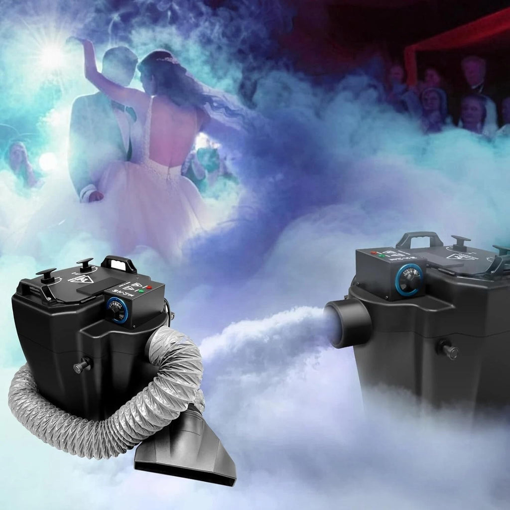 Dry Ice Fog Machine with Tube Nozzle Professional Low Lying Fog Machine High Density Smoke Machine for Wedding Party Stage DJ Indoor Outdoor Event