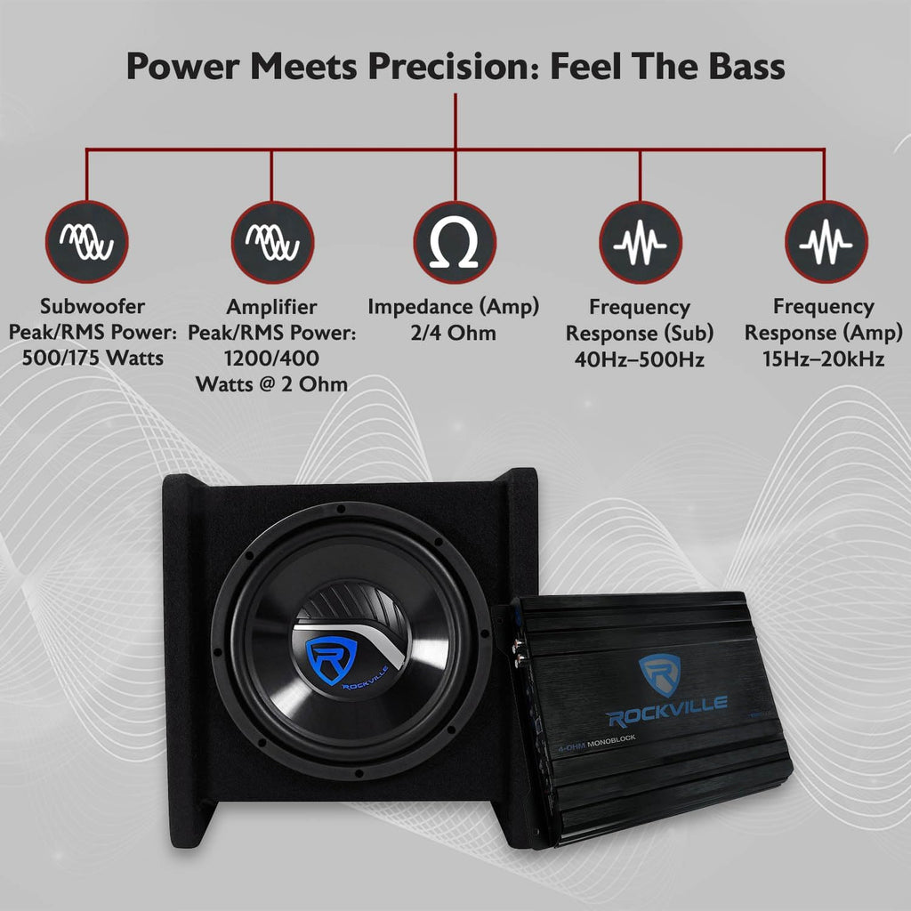 1200W Dual 12" Car Subwoofer Enclosure, Mono Amplifier, Amp Kit, Deep Bass, Durable Build, Easy Install, Perfect for Car Audio Enthusiasts