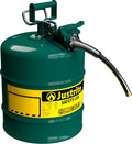 Justrite 5-Gallon Type II Red Safety Gas Can �� OSHA-Approved Steel Fuel Container with Flame Arrester, Self-Closing Lid & 1" Flexible Spout (7250130)