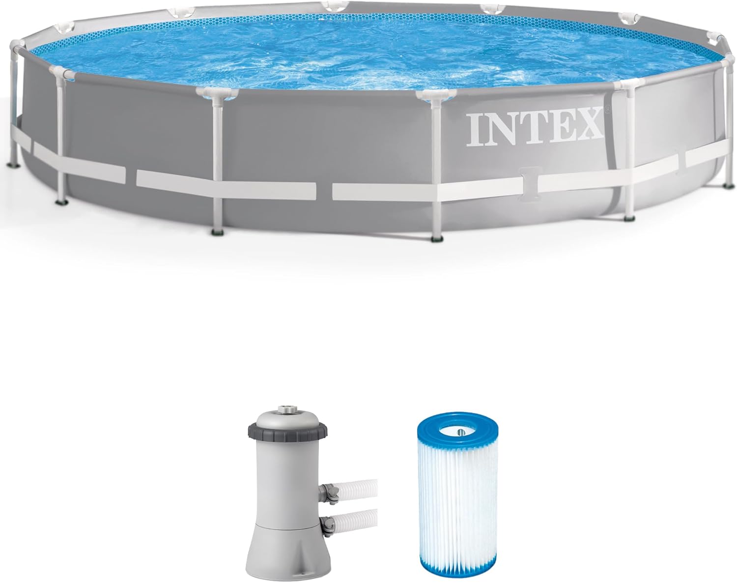 Frame Premium Above Ground Swimming Pool Set: 10ft x 30in – Includes 330 GPH Cartridge Filter Pump – SuperTough Puncture Resistant – Rust Resistant – 1185 Gallon Capacity