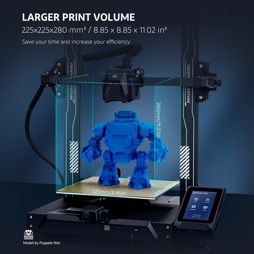 3 Pro 3D Printer with Auto Bed Leveling, Dual-Gear Direct Extruder, Dual Lead Screw Drive, Removable Capacitive Screen,FDM 3D Printer with Filament Sensor Print Size 225 x 225 x 280 mm