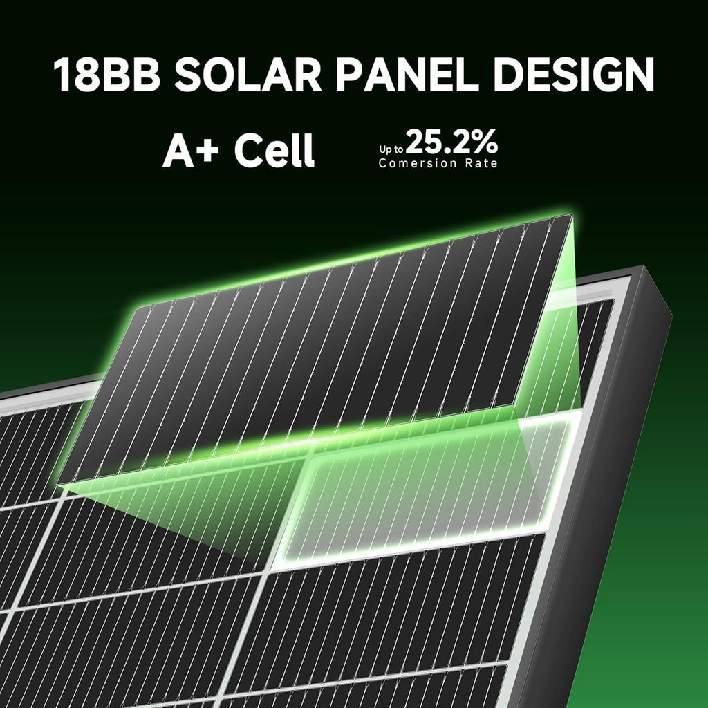 Bifacial 100W Solar Panels, 18BB 12V/24V Monocrystalline High-Efficiency Module PV Power Charger Solar Panels for Homes Camping RV Battery Boat Caravan and Other Off-Grid Applications (100W 2pack)