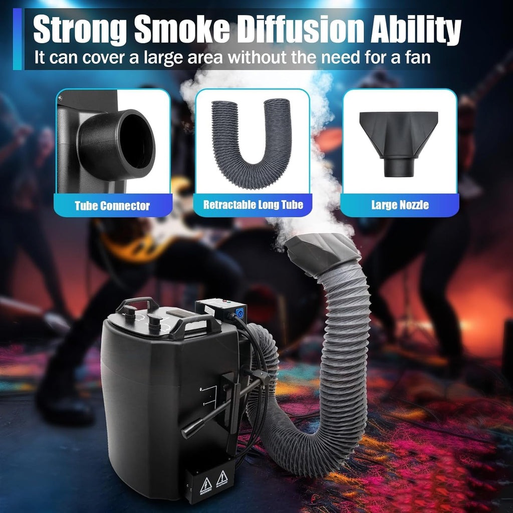 Dry Ice Fog Machine with Tube Nozzle Professional Low Lying Fog Machine High Density Smoke Machine for Wedding Party Stage DJ Indoor Outdoor Event