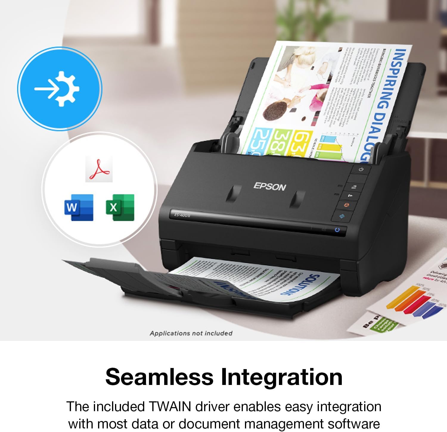 Wireless Color Duplex Desktop Document Scanner for PC and Mac, with Auto Document Feeder (ADF) and Scan from Smartphone or Tablet