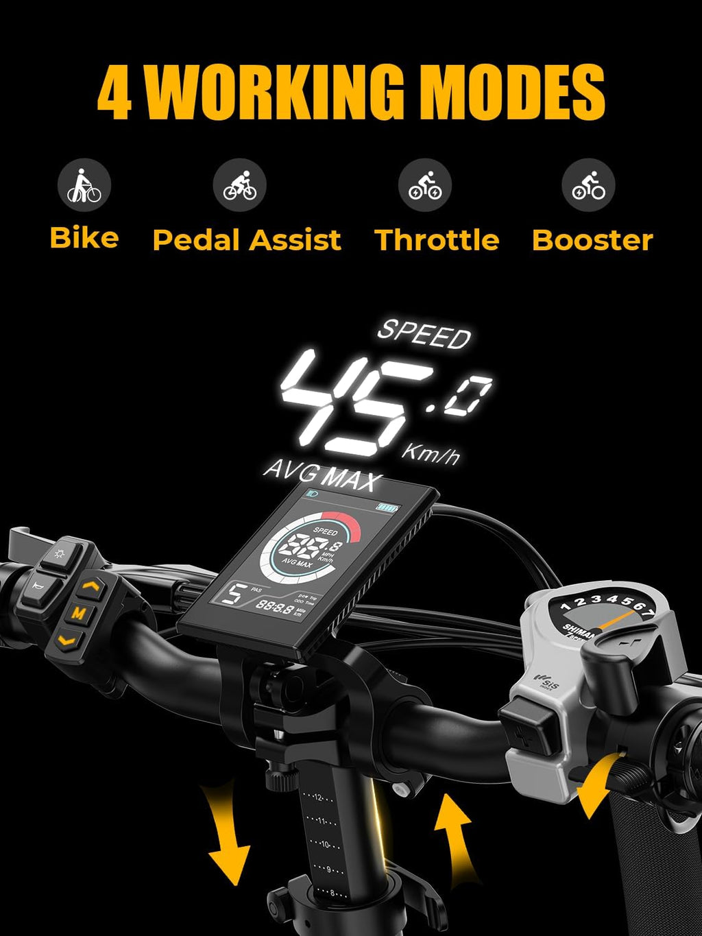 2.0 Electric Bike for Adults, Peak 1400W Peak Motor Ebike, 45KM/H Max Speed [20"*4 Fat Tire All-Terrain] 600Wh Removable Battery Folding Step-Thru E Bike with Front Suspension