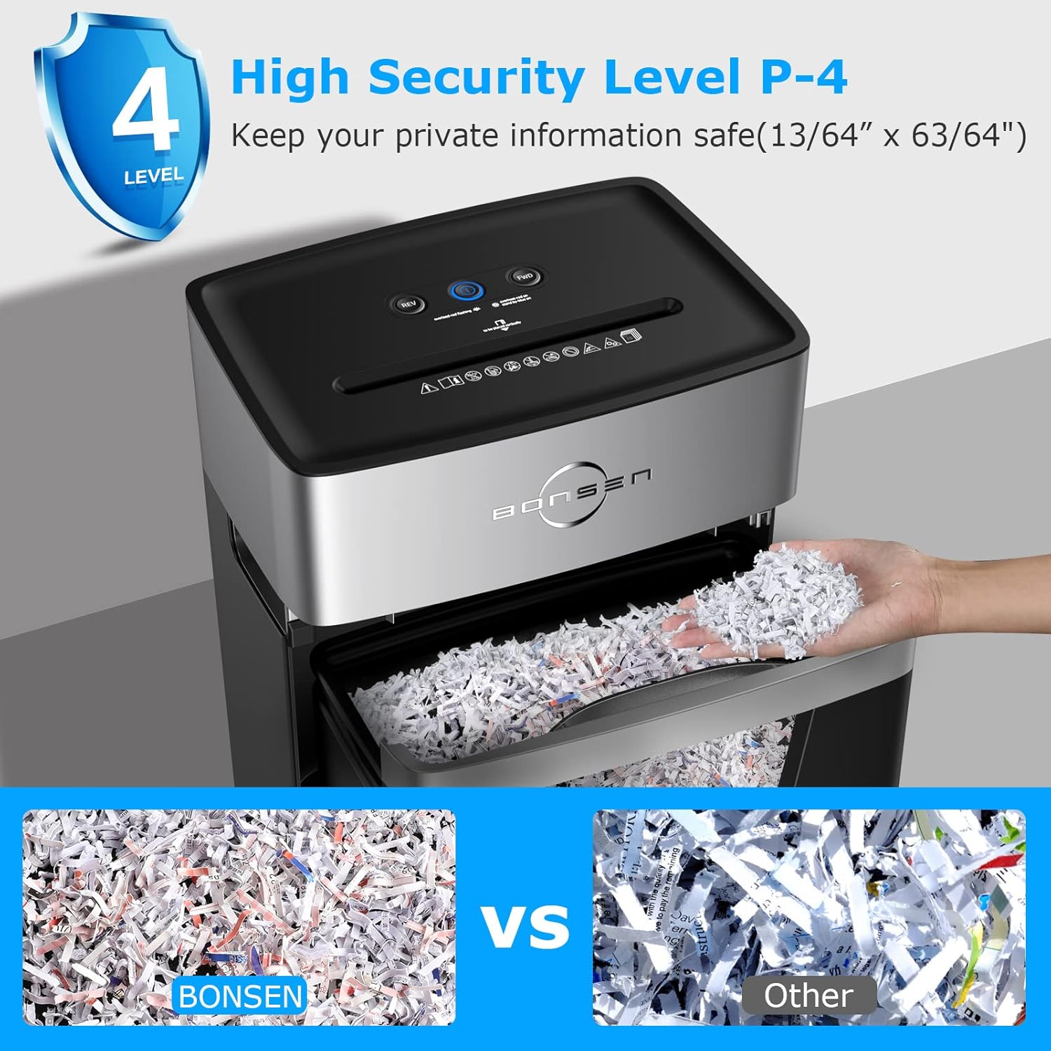 16-Sheet Heavy Duty Paper Shredder for Office, 60-Minute Running Time Cross-Cut CD Shredder with 60dB Low-Noise, 5.3-Gallon Pull Out Bin, Anti-Jam & Quiet Shredder for Home Office