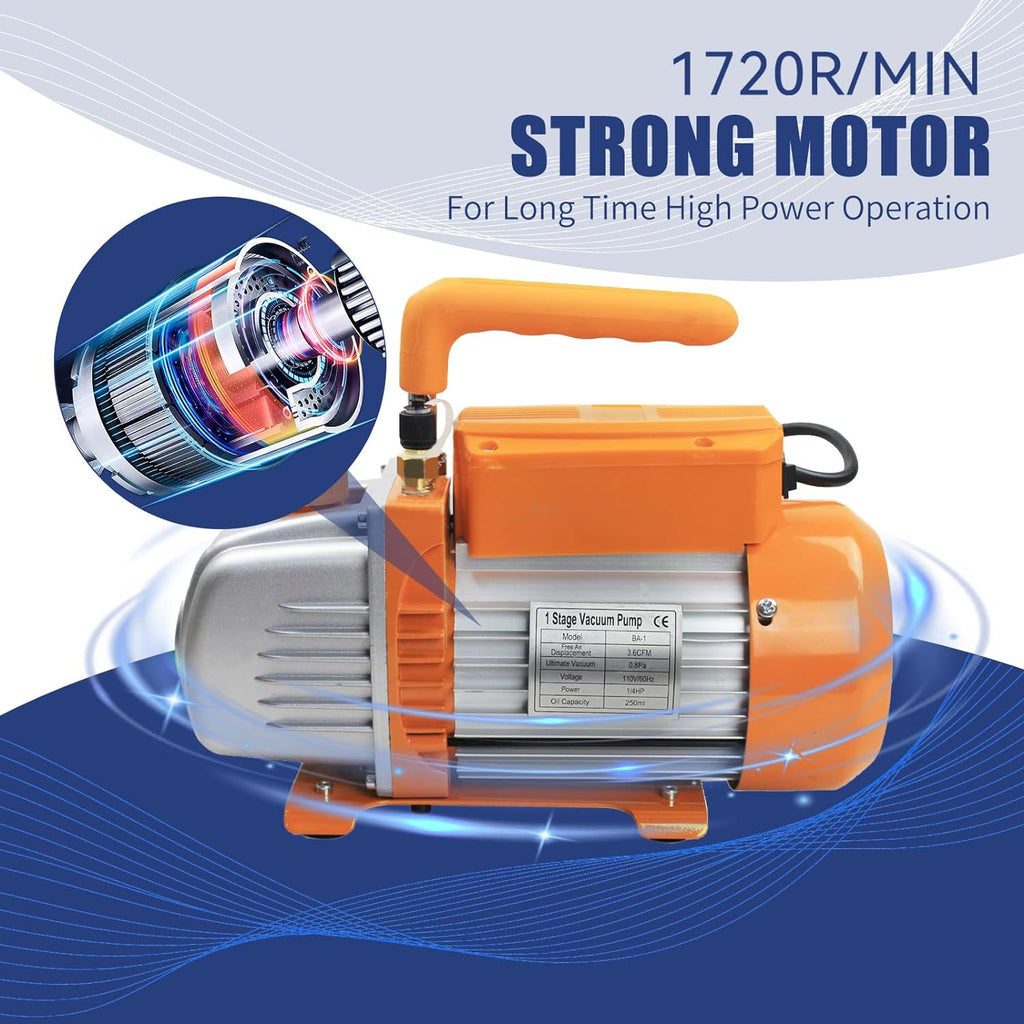 Gallon Vacuum Chamber Kit with 3.6 CFM 1 Stage Vacuum Pump HVAC