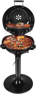 Electric barbecue grill, 15-person indoor/outdoor electric grill, suitable for indoor and outdoor use, double-layer design, portable detachable grill, power 1600 watts (fixed type, black)