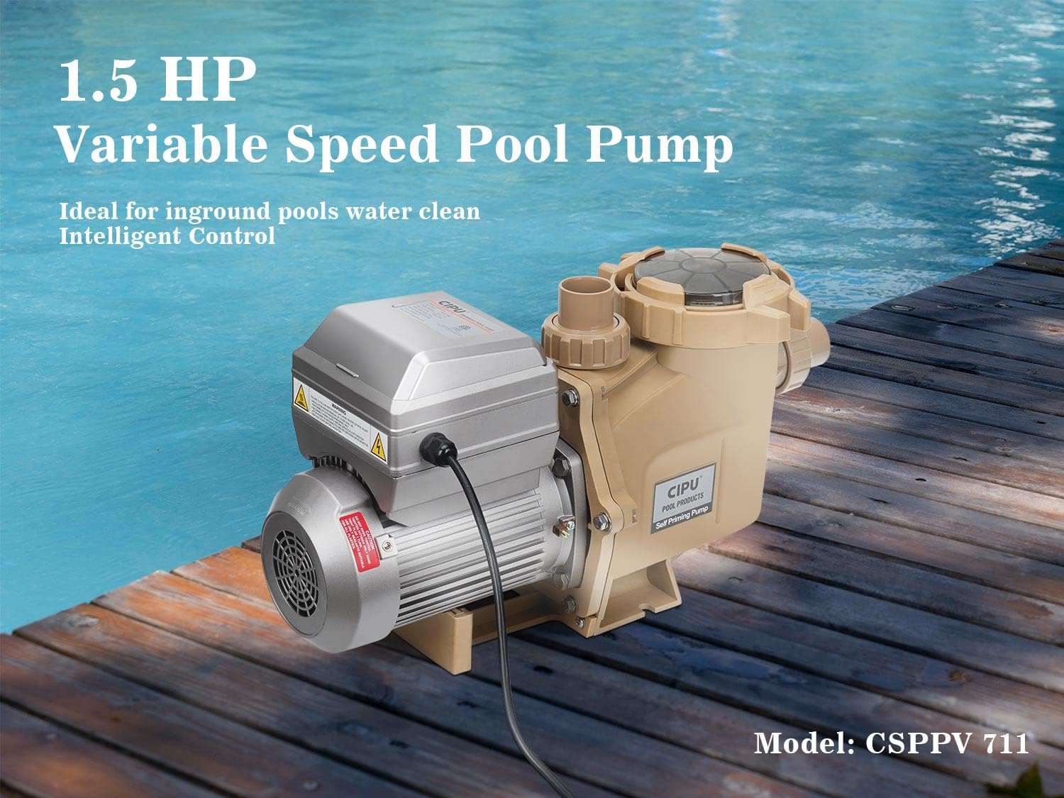 1.5HP Variable Speed Pool Pump 230V High Performance Intelligent Control for Inground Swimming Pools All-Weather Water Clean Filter Pump System Replacement