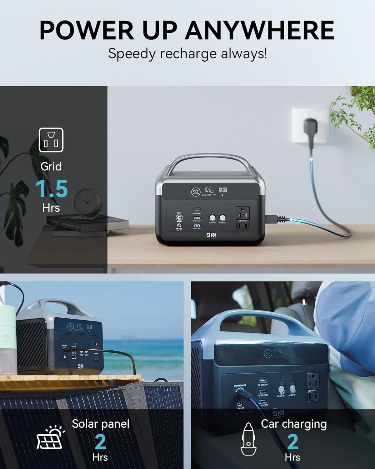 Portable Power Station 300W (600W Surge), 179.2Wh (56000mAh) Solar Generator with LiFePO4 Battery, Portable Power Bank for Camping, RV Travel, Emergency Backup & Power Outages