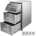 14x20.3 Inch Outdoor Kitchen Drawers Stainless Steel, Flush Mount Triple Drawers, 14W x 20.3H x 23D Inch, with Stainless Steel Handle, BBQ Drawers for Outdoor Kitchens or BBQ Island