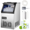 Commercial Ice Maker Machine, 90lbs/24H Ice Maker Machine with 33LBS Storage Bin, Stainless Steel Freestanding Ice Machine, Tap Water & Top Loading Under Counter ice Machine for Restaurant