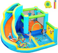 Inflatable Bounce House, Air Bounce House with Water Slides, Climbing Wall, Jumping and Splash Pool, Ball Shooting, Kids Bouncy Castle for Outdoor Backyard Discovery(with 450W Blower)