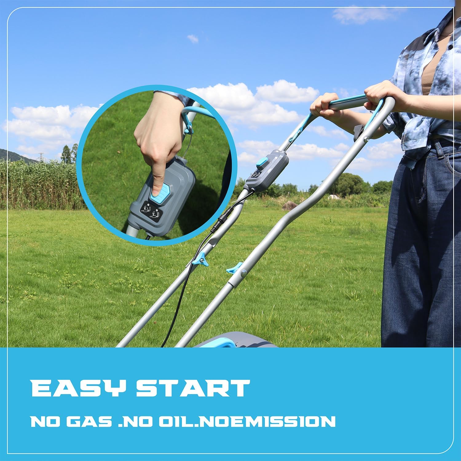 Cordless Lawn Mower, 15-in Lawn Mowers Lightweight, 40V Lithium-ion Lawnmower w/Brushless Motor, 5 Cutting Heights Adjustable -Low Noise 2 in 1 Push Mower