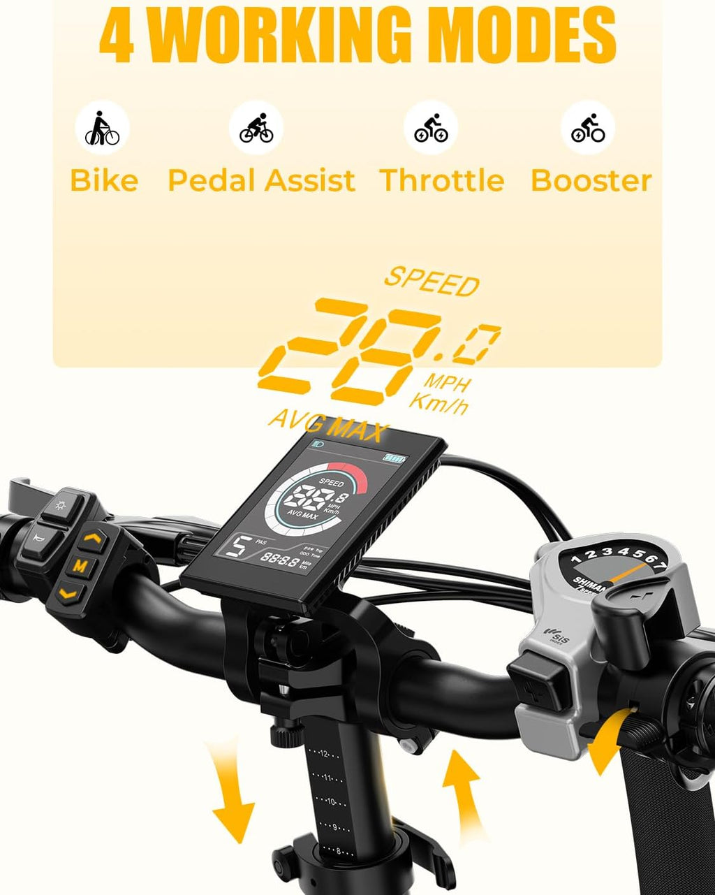 2.0 Electric Bike for Adults, Peak 1400W Peak Motor Ebike, 45KM/H Max Speed [20"*4 Fat Tire All-Terrain] 600Wh Removable Battery Folding Step-Thru E Bike with Front Suspension