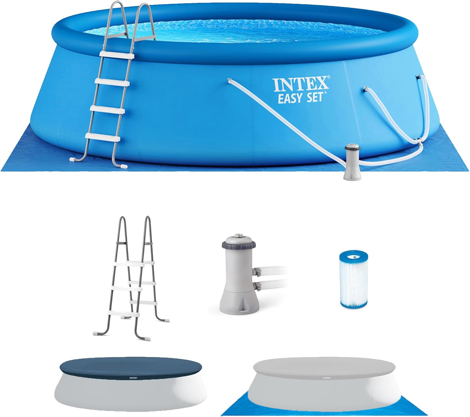 Easy Set Inflatable Swimming Pool Set: 10ft x 30in – Includes 530 GPH Cartridge Filter Pump – Puncture-Resistant Material – 1018 Gallon Capacity – 23in Water Depth
