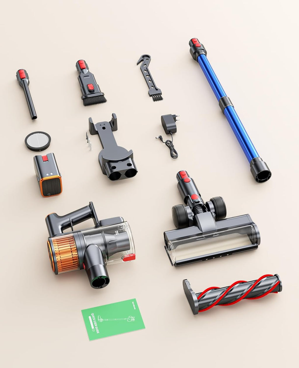 Cordless Vacuum Cleaner, 550W 45Kpa Self-Standing Vacuum Cleaners with 60 Mins Runtime, Powerful Cordless Vacuum with Wall Mount Charging, Stick Vacuum for Home/Pet Hair/Carpets/Hard Floors