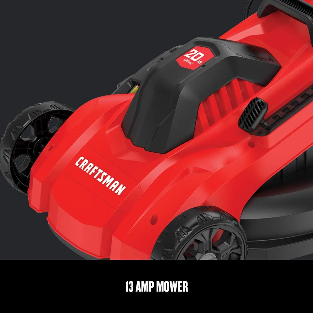 Electric Lawn Mower, 20-Inch, Corded, 13-Ah , Red