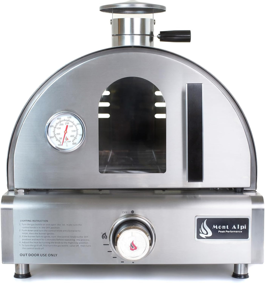 12000 BTU Multi-Fuel Countertop Table Top Stainless Steel Portable Outdoor Cooking Kitchen Backyard Propane Gas Pizza Making Baking Oven Roasting Grill - Pizza Stone Included