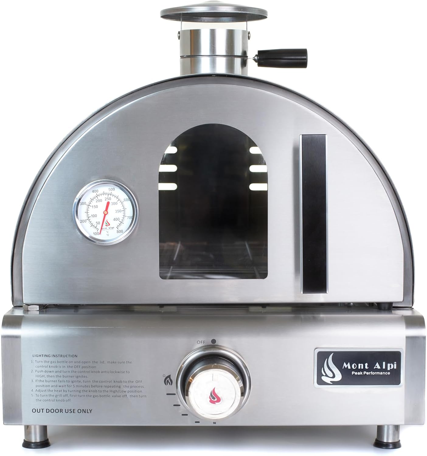 12000 BTU Multi-Fuel Countertop Table Top Stainless Steel Portable Outdoor Cooking Kitchen Backyard Propane Gas Pizza Making Baking Oven Roasting Grill - Pizza Stone Included