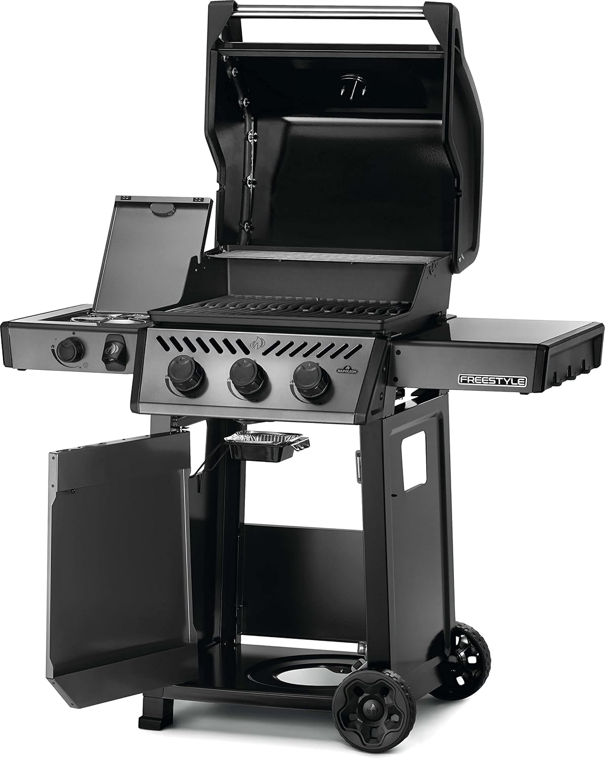 Graphite, Porcelain Enamel & Stainless, 3 Burner, Range Side Burner, Cast Iron Cooking Grids