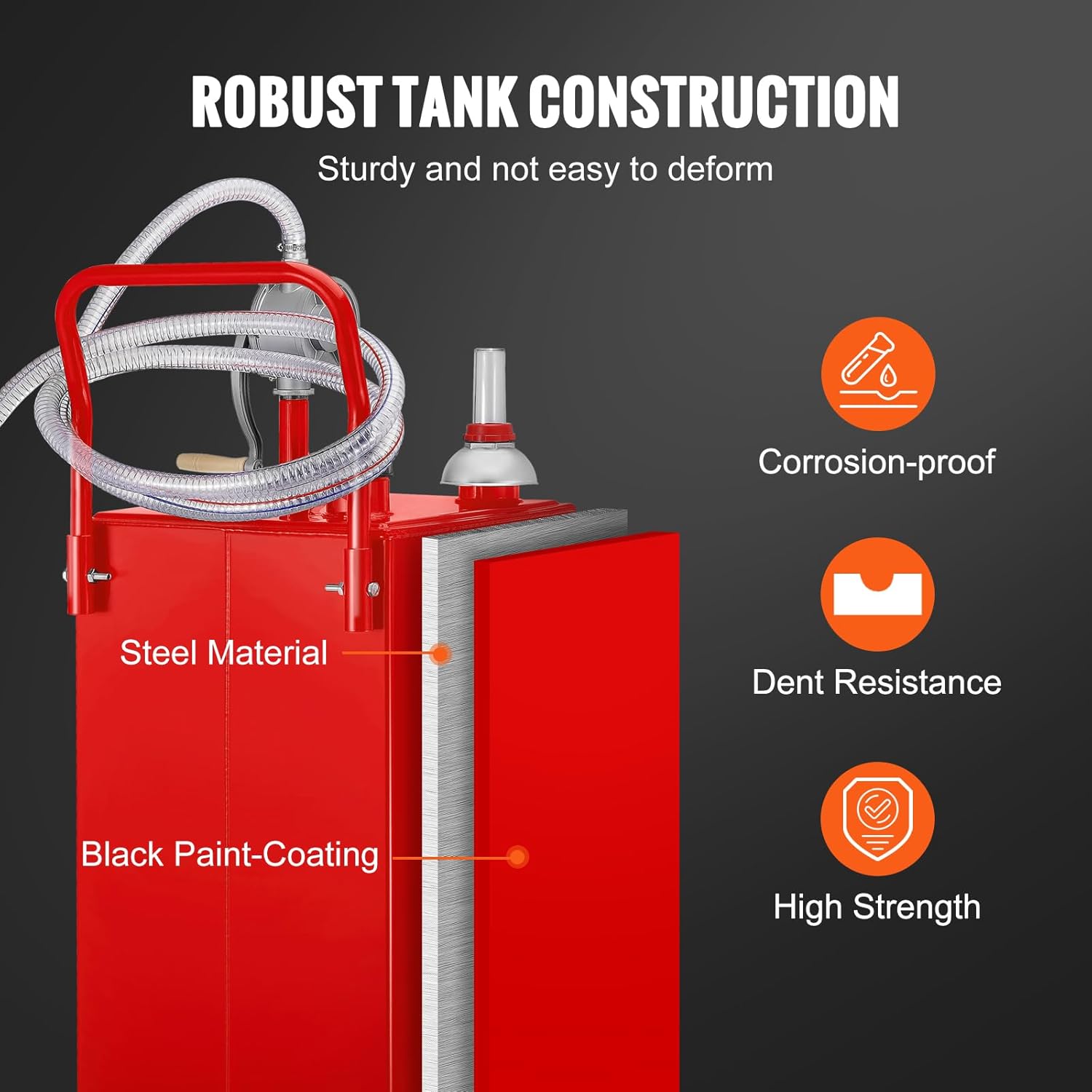Gallon Fuel Caddy, Gas Storage Tank & 4 Wheels, with Manual Transfer Pump, Gasoline Diesel Fuel Container for Cars, Lawn Mowers, ATVs, Boats, More, Red