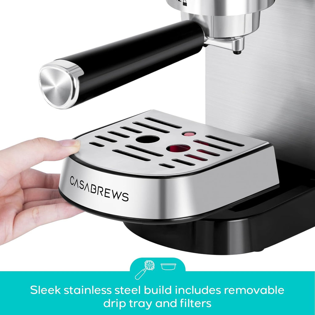 CASABREWS Espresso Machine 20 Bar, Professional Espresso Maker with Milk Frother Steam Wand, Compact Espresso Coffee Machine with 34oz Removable Water Tank for Cappuccino, Latte, Gift for Dad or Mom