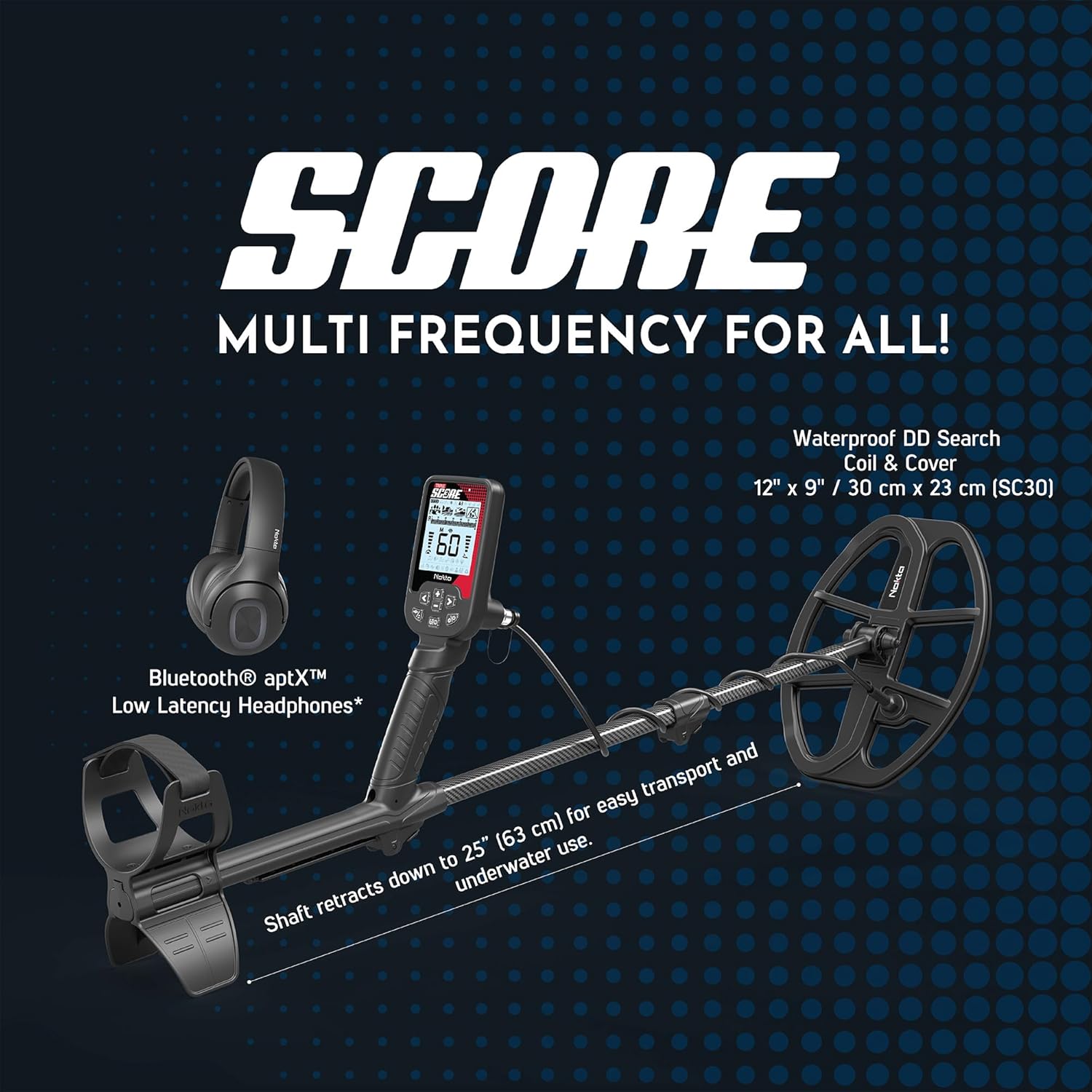 Triple Score PRO Pack Metal Detector for Adults - Fully Waterproof, Rechargeable, Multi-Frequency, Easy-to-Use Detectors for Treasure Hunting