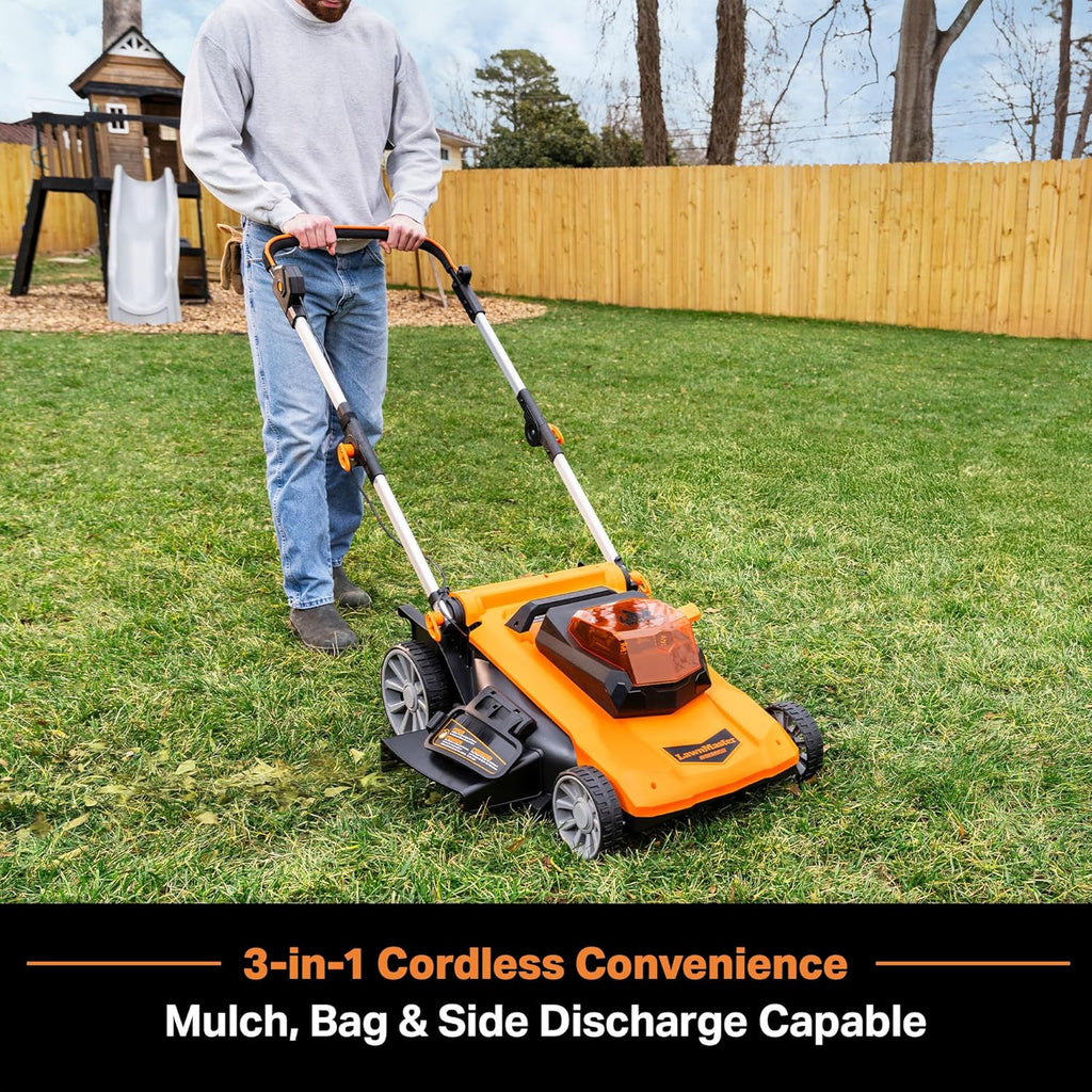 LawnMaster Cordless 13-Inch Lawn Mower 24V Max with 2X4.0Ah Battery and a Charger
