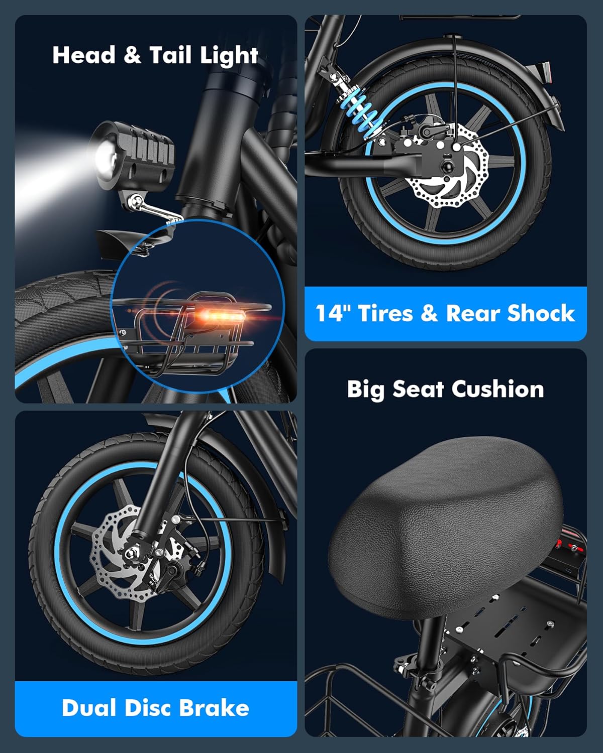 Gyroor Electric Scooter for Adults with A Large Cargo Basket, 650W Motor,48km Range,30 km/h Max Speed, 14" Pneumatic Tire and Dual Shock Absorption,Foldable Electric Scooter with Seat for Pets & Cargo