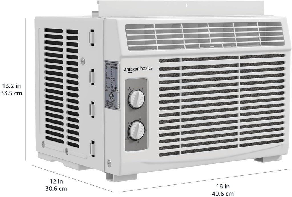5000-BTU Small Window Air Conditioner, Up to 150 Sqf, Window AC Units with Cool and Fan Functions, Washable Filter, Adjustable Window Kit, Intuitive Mechanical Controls, White