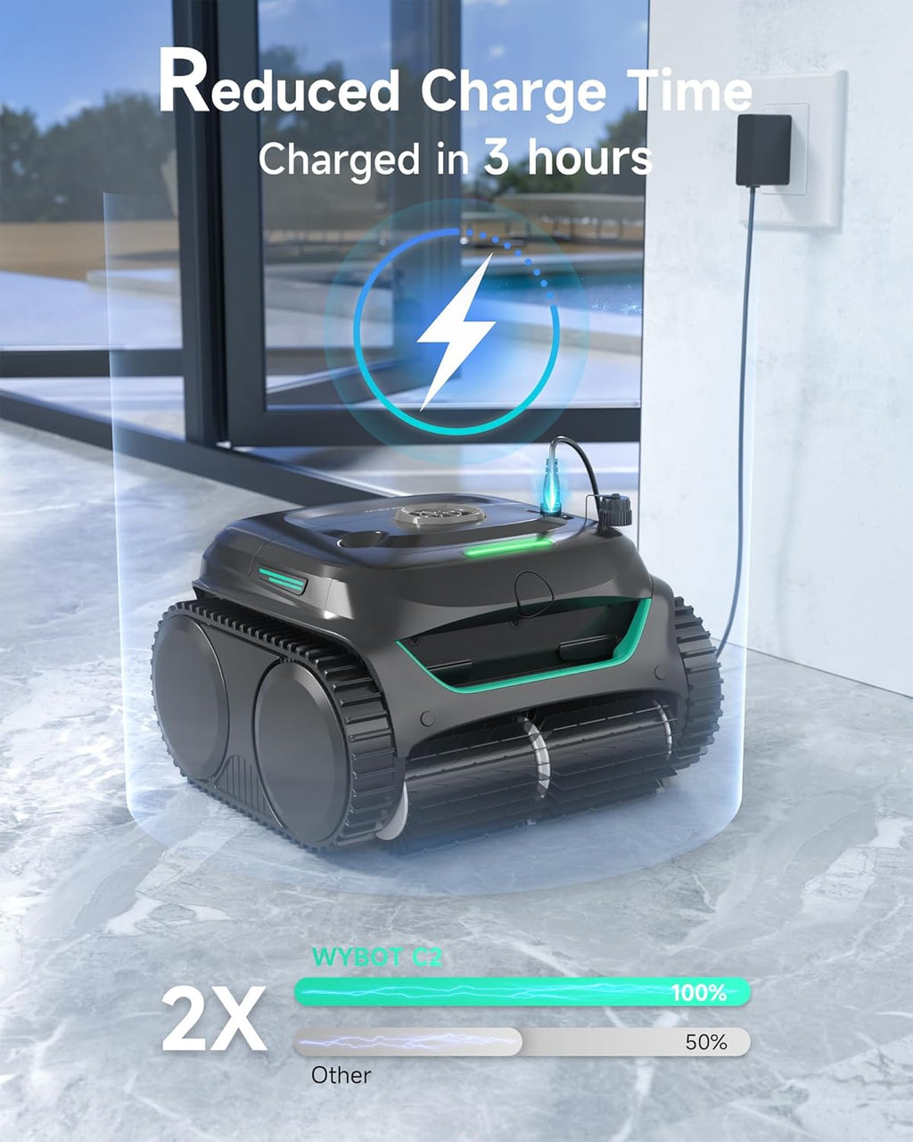 Cordless Robotic Pool Cleaner, Automatic Pool Vacumm with 180mins Runtime, App Control, Wall and Waterline Cleaning, Dual Filtration, for Inground Pools up to 2152 Sq.ft