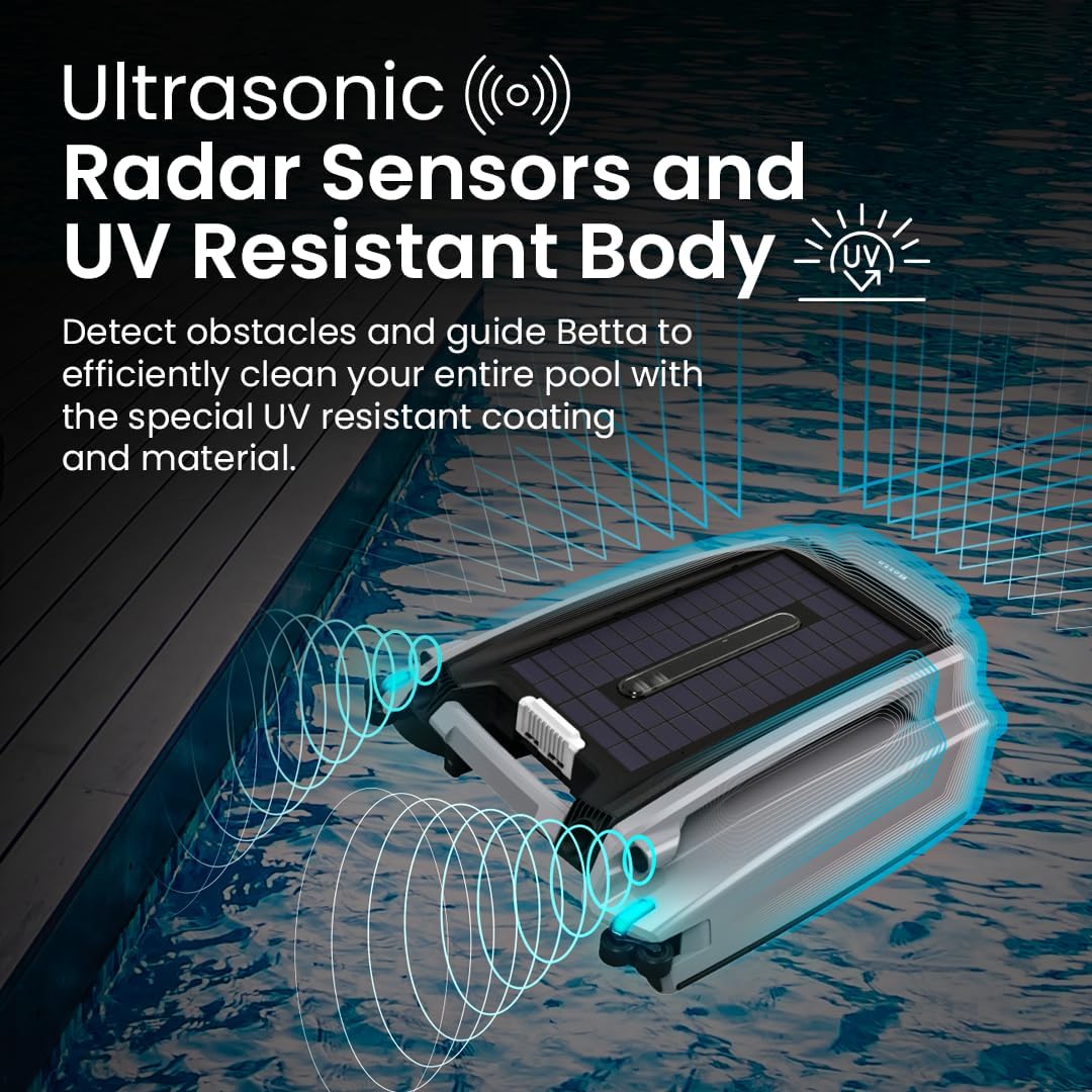 Solar-Powered Robotic Pool Skimmer with 24/7 Continuous Cleaning Power, Dual Charging Options, Twin Salt Chlorine Tolerant Motors, and Shallow Water Safeguard